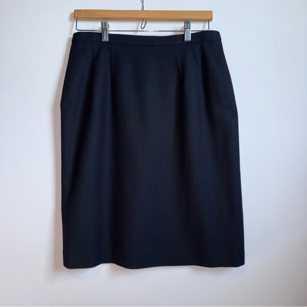Pendleton Wool Pencil Skirt Black Sz 12 Petite Made in U.S.A. Capsule Wardrobe